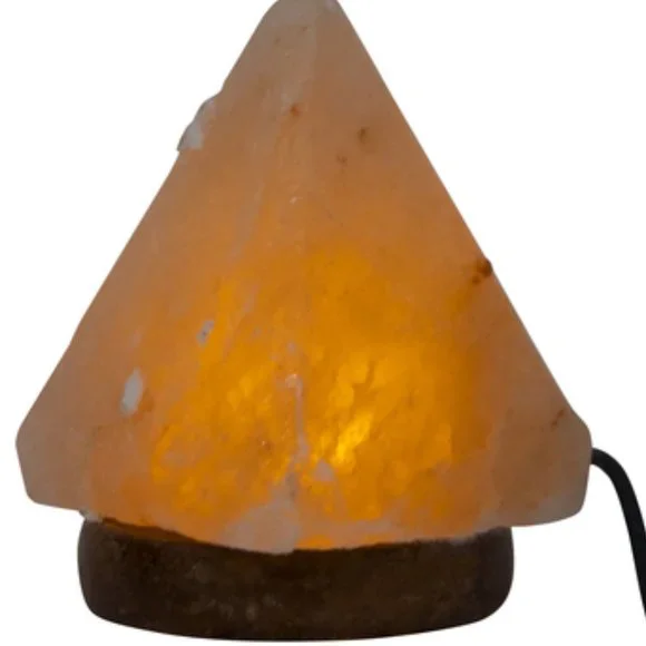 1 DAY SALE! Hand-Carved Pyramid Himalayan Rock Salt Lamp Warm White Glow Light - Picture 2 of 6